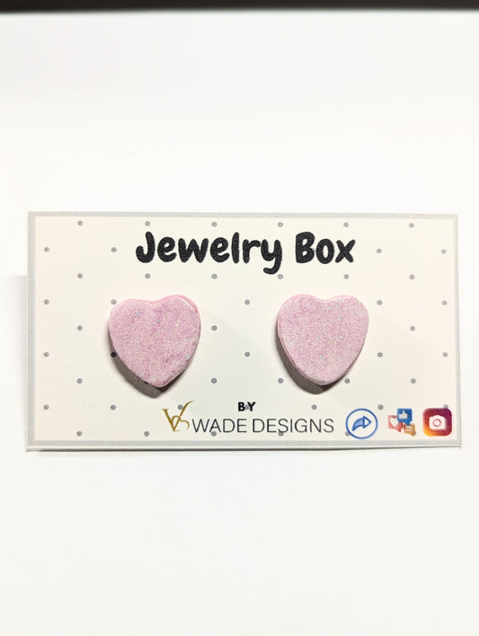 Pink Heart Post Earrings