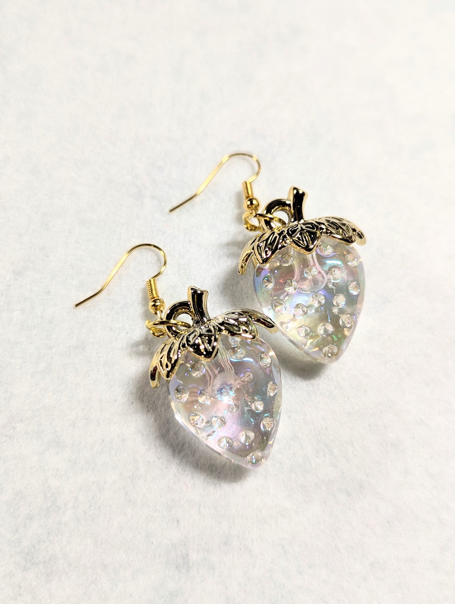 Clear strawberry earrings