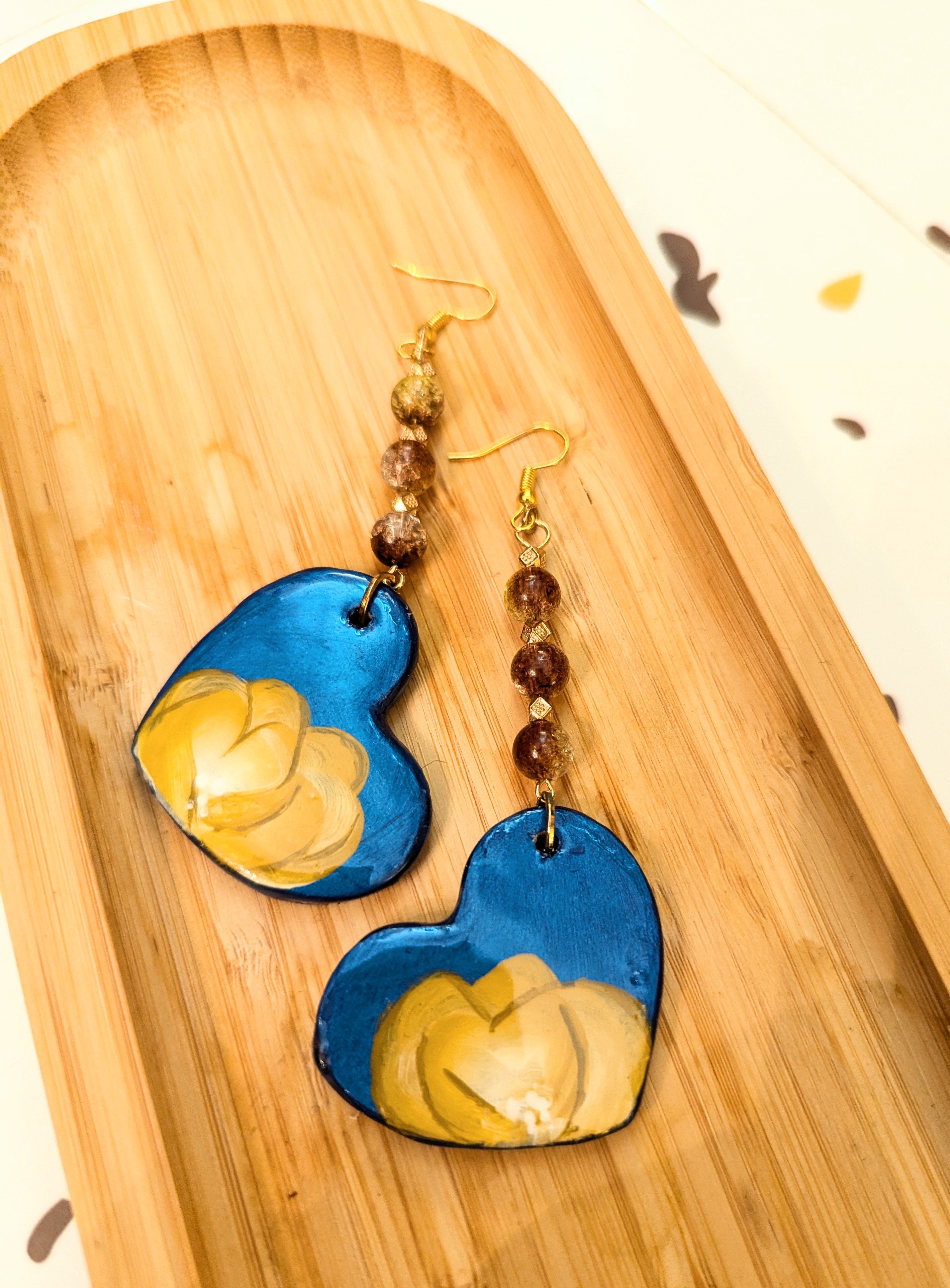 Heart Juice top Blue Reverse Heart Earrings