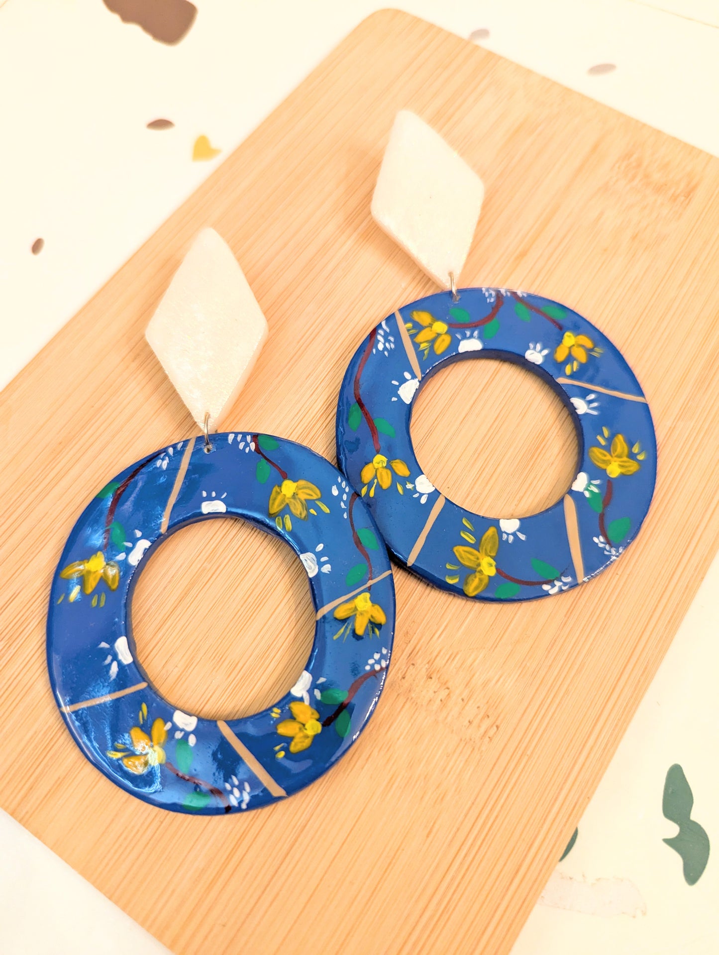 Blue Hoop Earrings