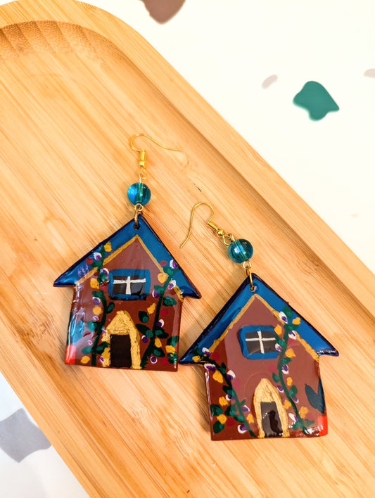 Brown House Earrings