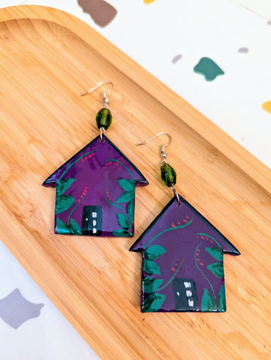 Purple House Earrings