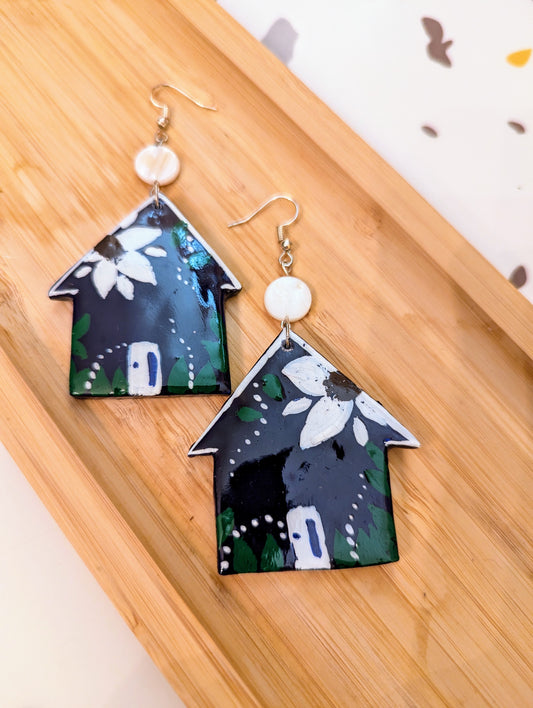 Blue House Earrings