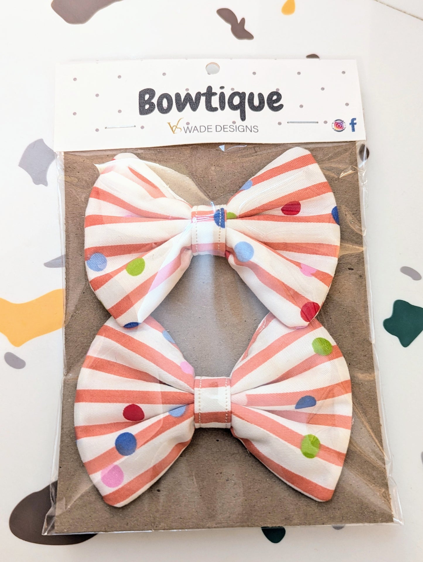 Striped dots quilt bows