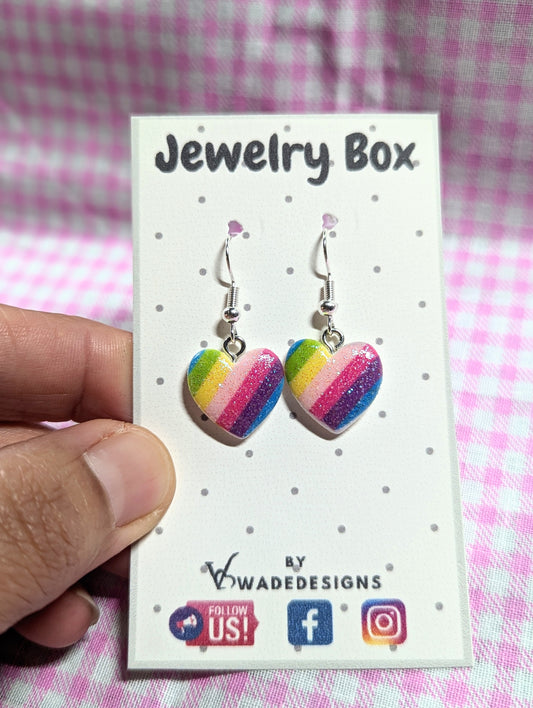 Rainbow heart earrings