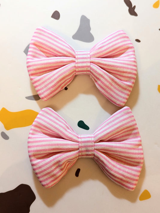 Pink stripe quilt bow